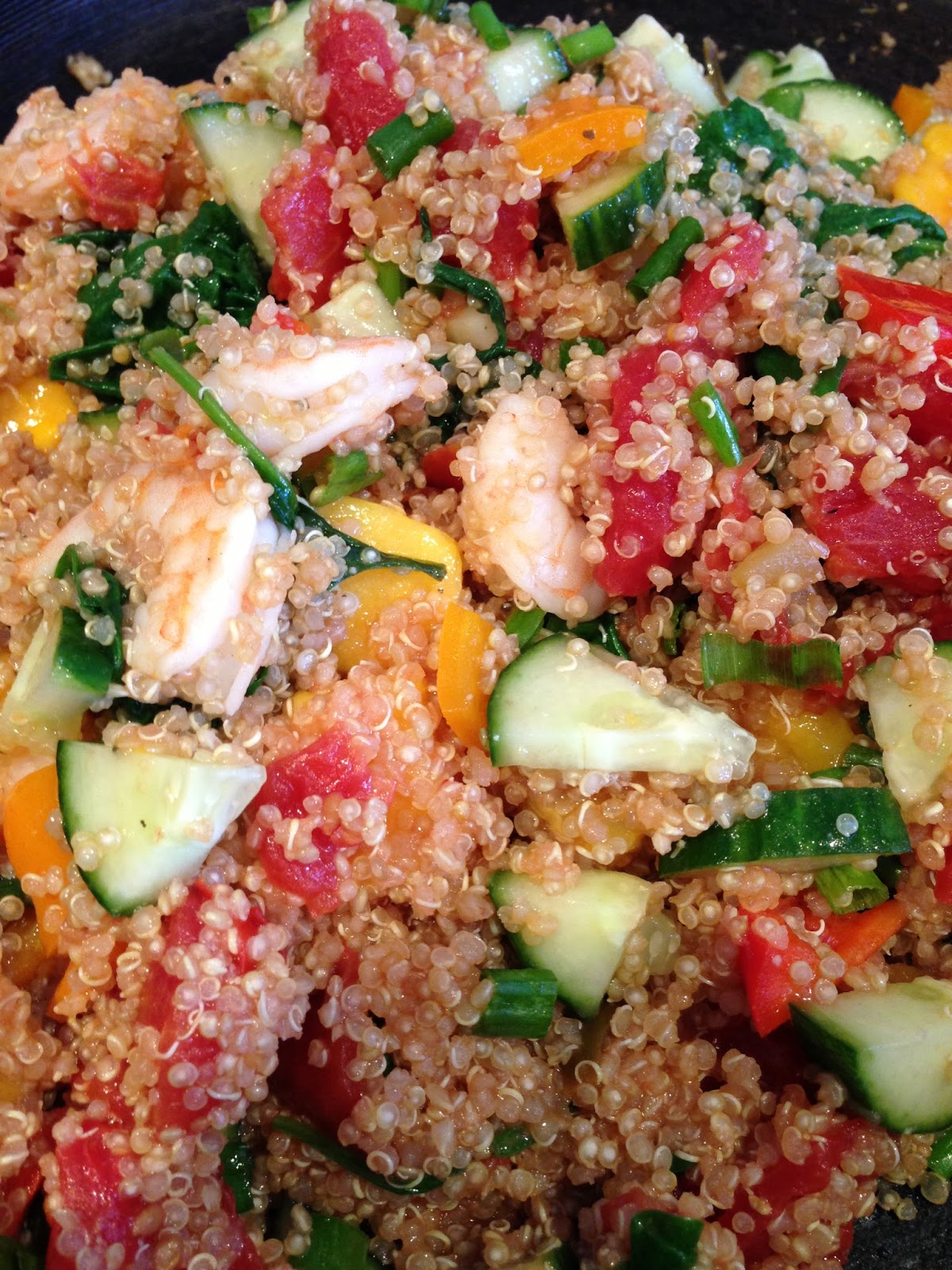 Behind The Refrigerator Door Quinoa with Shrimp and Spinach