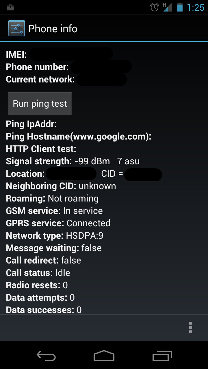 Samsung Galaxy Nexus Service Menu