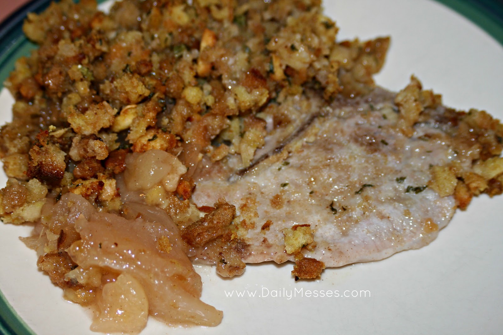 Daily Messes Pork Chops with Apples and Stuffing