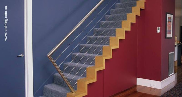 Escalera de interior estilo Contemporáneo - Diseño de www.stairking.com.au Escalera de interior estilo Contemporáneo con baranda metálica