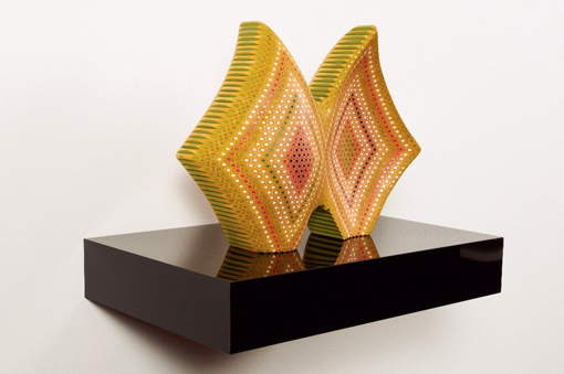 Sculptures made with coloured Staedtler pencils