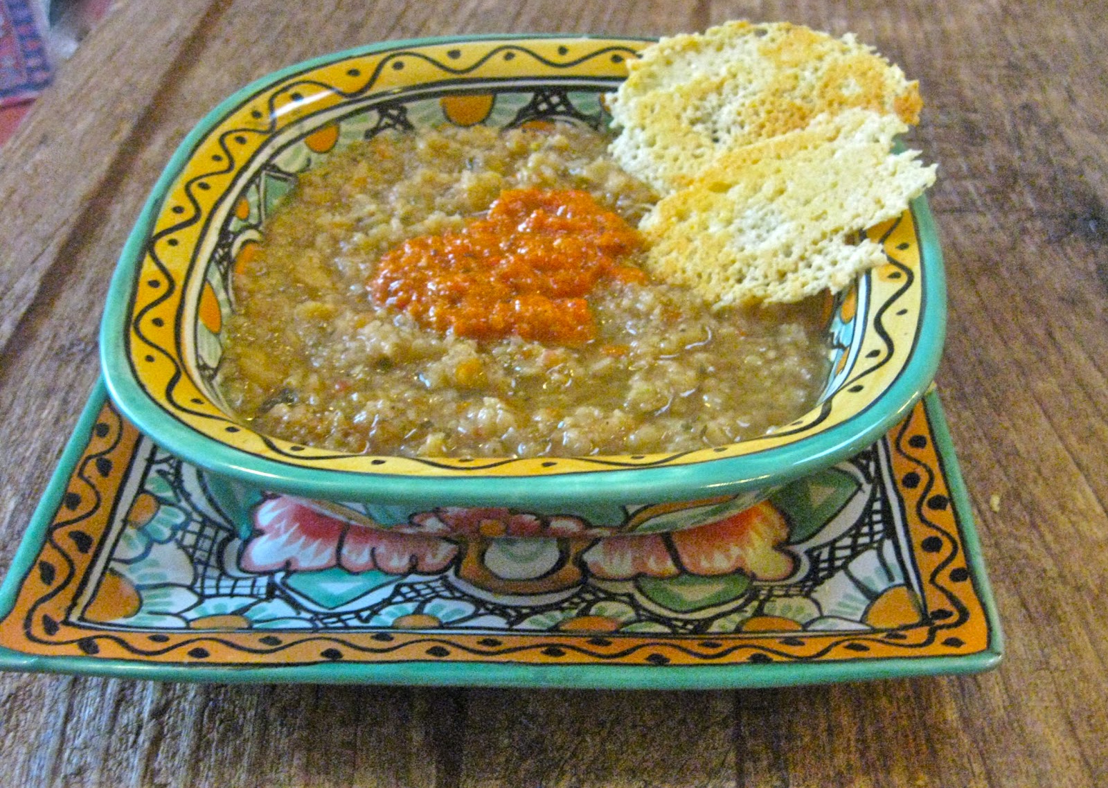 Flavors of the Sun Roasted Eggplant Bisque with HoneyHarissa Sauce