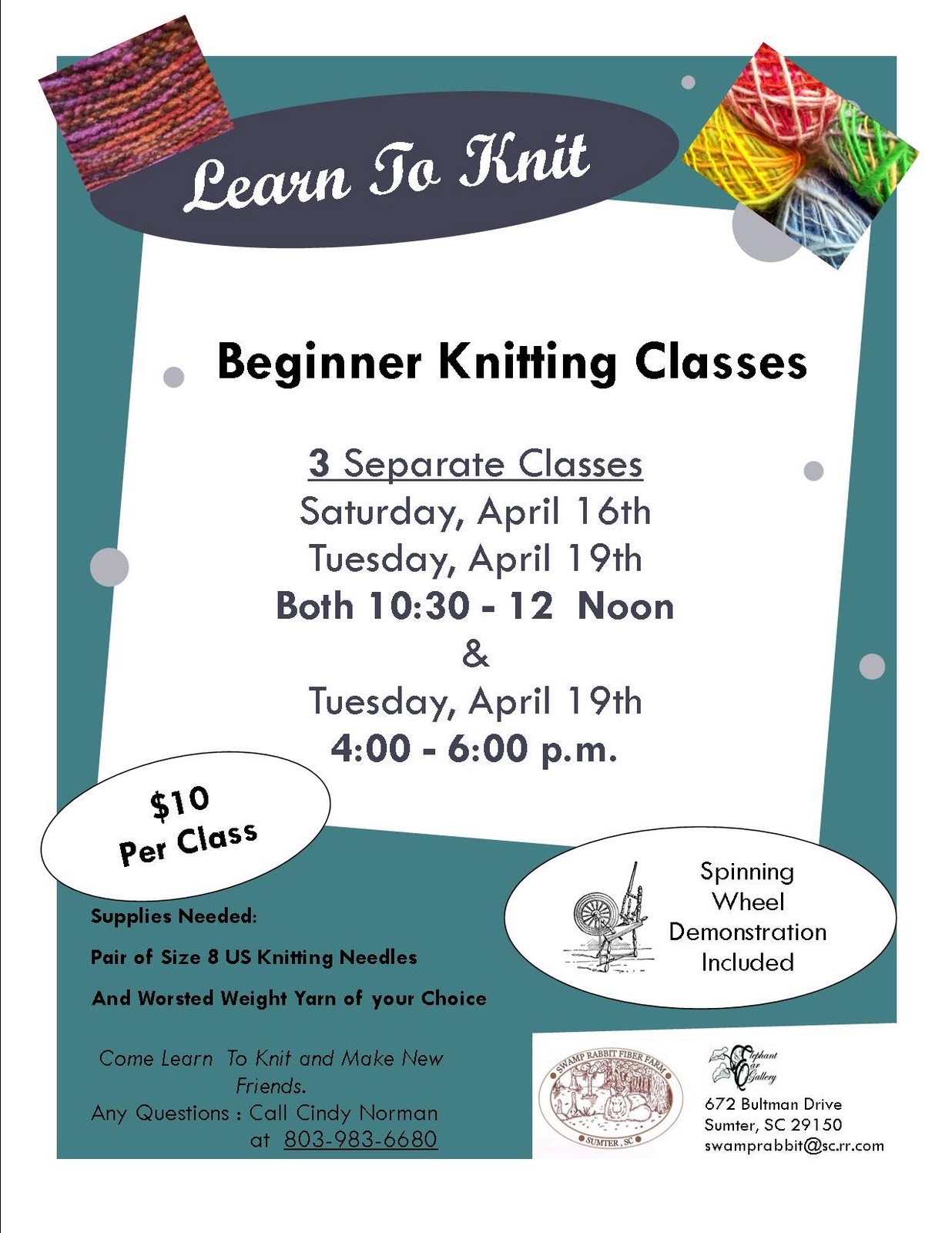 Knitting Classes by Cindy Norman