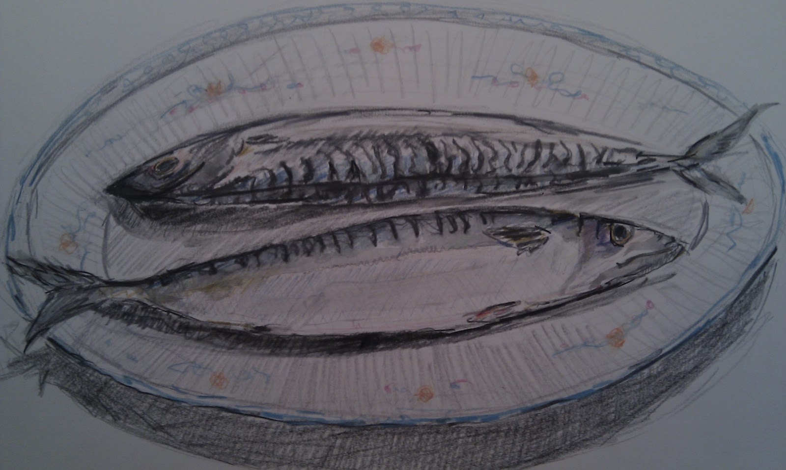 Dan Wood OCA Drawing 1 Exercise Fish on a plate