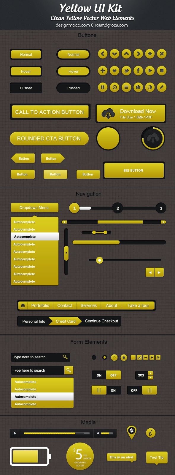 Yellow Web UI Elements Kit Yellow Web UI Elements Kit