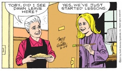 Toby, I didn't recognize you in your purple smock and that face.