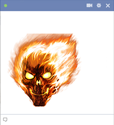 Burning skull emoticon for Facebook Burning skull icon