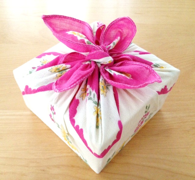 To add persona touch to your gift, wrap it with an old, clean handkerchief.