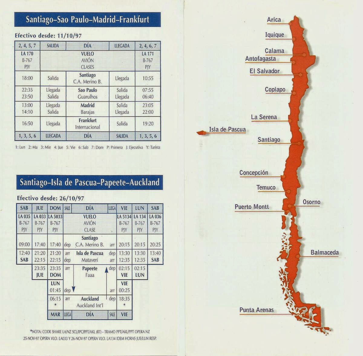 Airline memorabilia Lan Chile (1997)