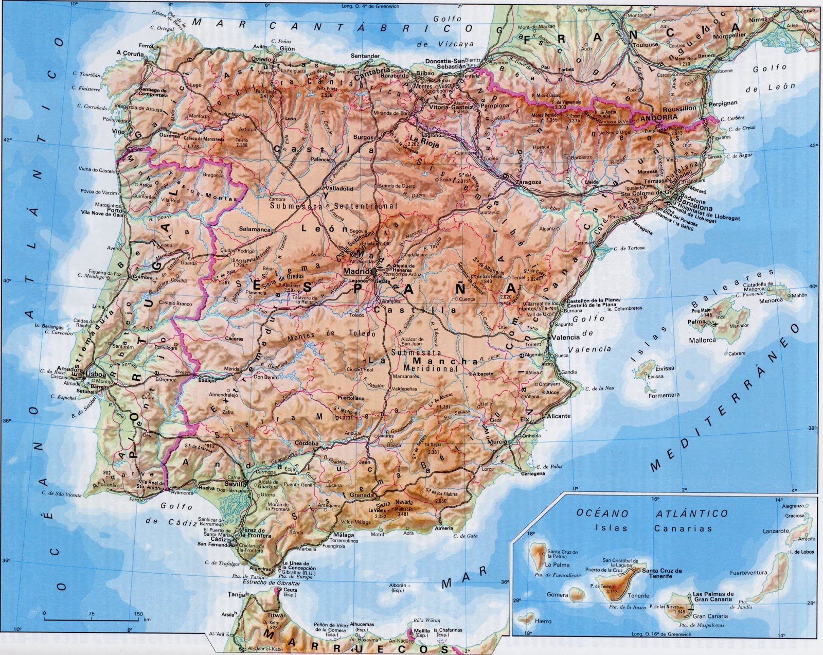 Épila Sociales 1: Mapa físico de España