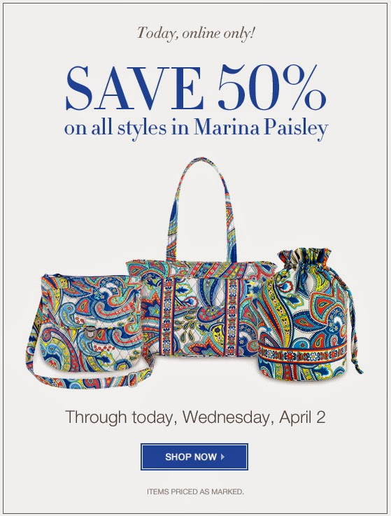 Vera Bradley Deals 50 Off Marina Paisley + Extra 20 Off Tic Tac Tote