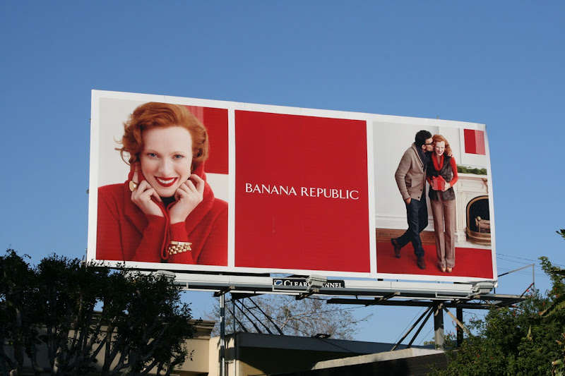 Red festive Banana Republic billboard