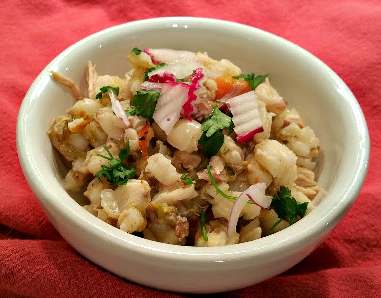 red or green? New Mexican Green Chile, Turkey & Posole Soup