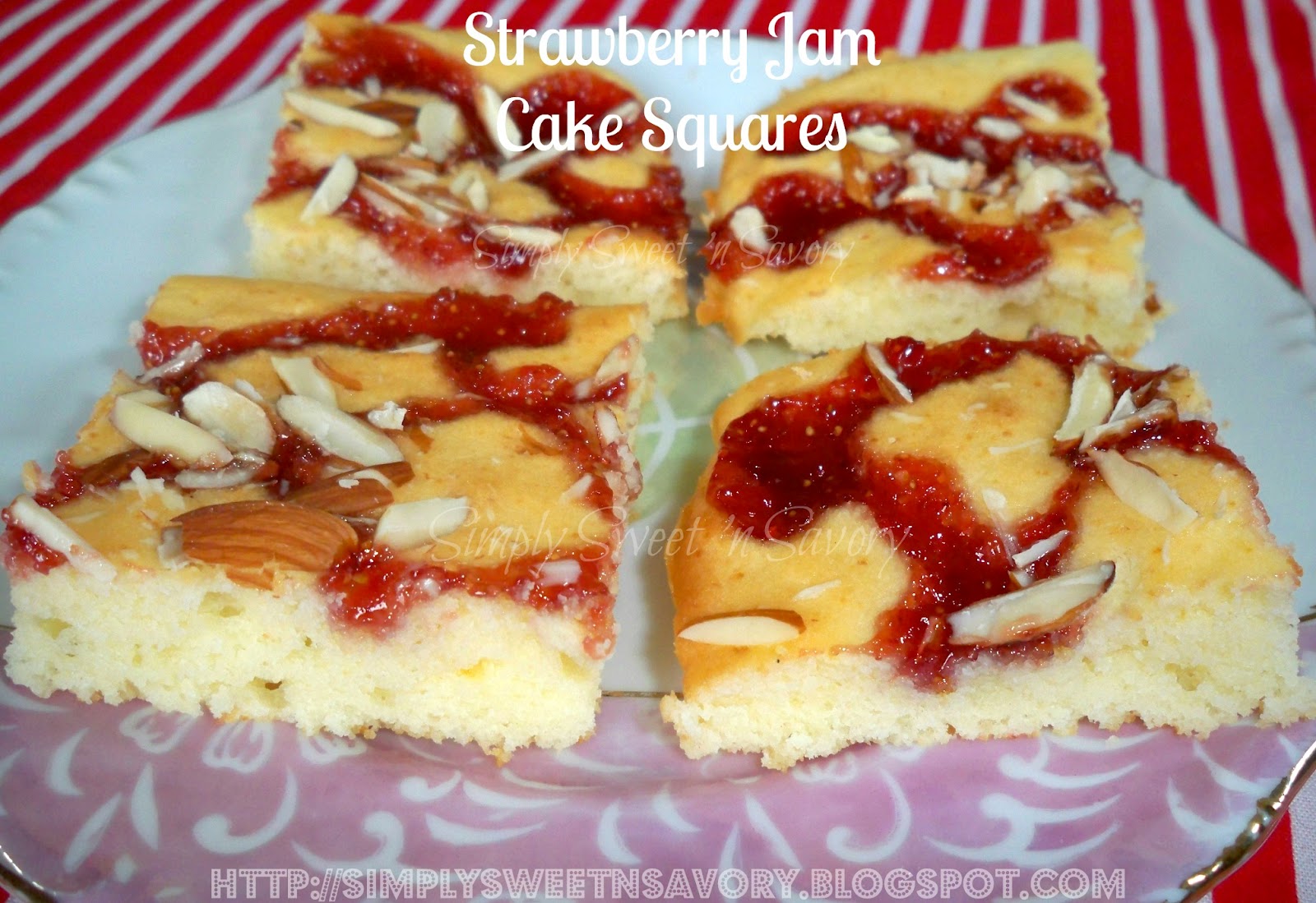 Simply Sweet 'n Savory Strawberry Jam Cake Squares