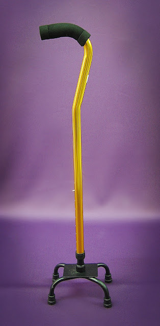 12. Quad cane aluminium gold tube 鋁四脚手杖 tongkat 4 kaki aluminum