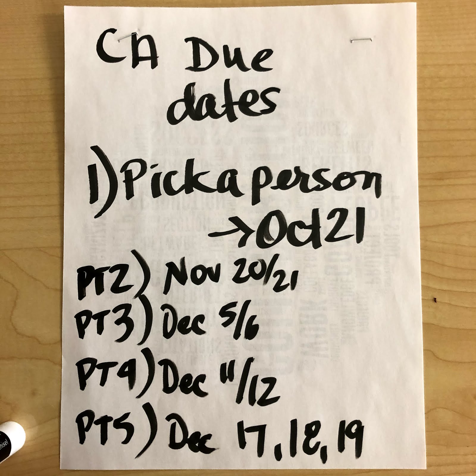 CA Due Dates