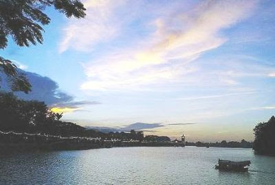 Romantic: A sunset view from the ship during the cruise.