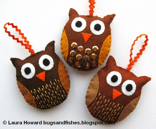 Felt Christmas Ornament Handmade Birds Brown You're a Hoot Owl Ornament Felt Owl Ornament
