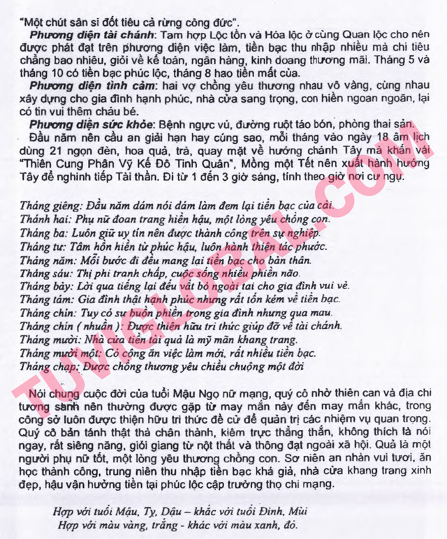 TỬ VI TUỔI MẬU NGỌ 1978 NĂM 2014 GIÁP NGỌ