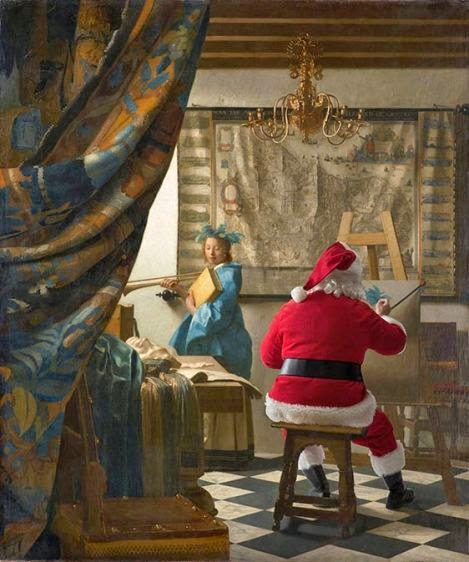 Papai Noel invadindo pinturas clássicas nas fotomontagens de Ed Wheeler Ed Wheeler fotografia papai noel em pinturas clássicas photoshop natal