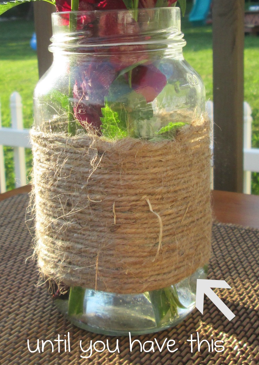 Easy Twine Mason Jar Craft Outnumbered 3 to 1