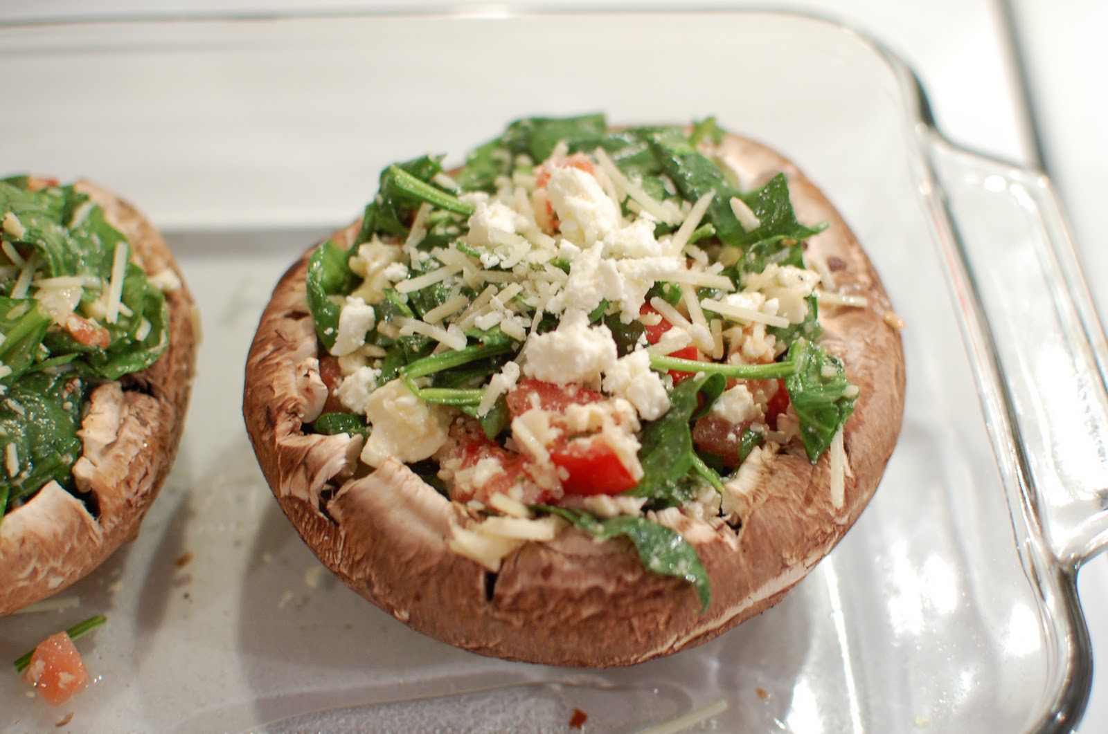 Reckless Abandon Spinach and Feta Stuffed Portabella Mushrooms