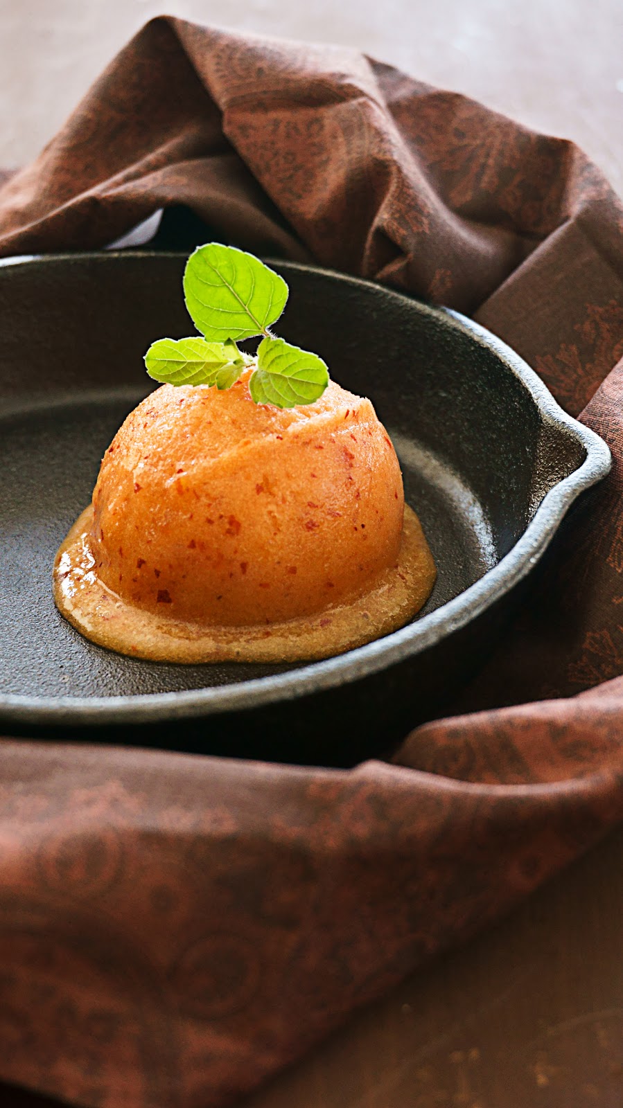 Turmeric n spice Peach Sorbet without an ice cream maker