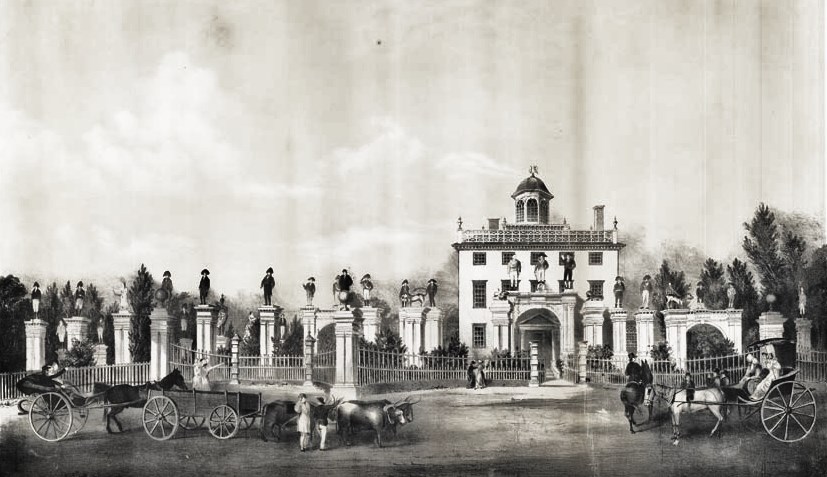 19C American Women: 1810 View of the Mansion of the late