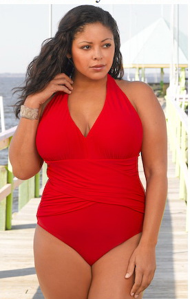red plus size swimsuit
