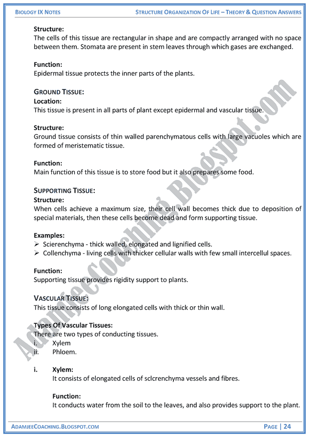 structural-organization-of-life-theory-notes-and-question-answers-biology-notes-for-class-9th