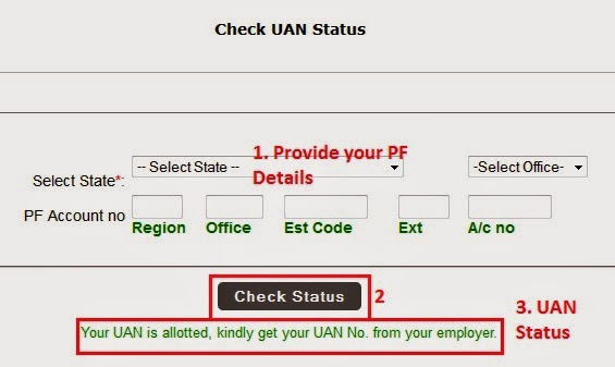 How to check pf uan number status
