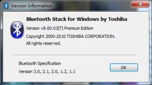TOSHIBA, Bluetooth, Stack, version, 8.00.03