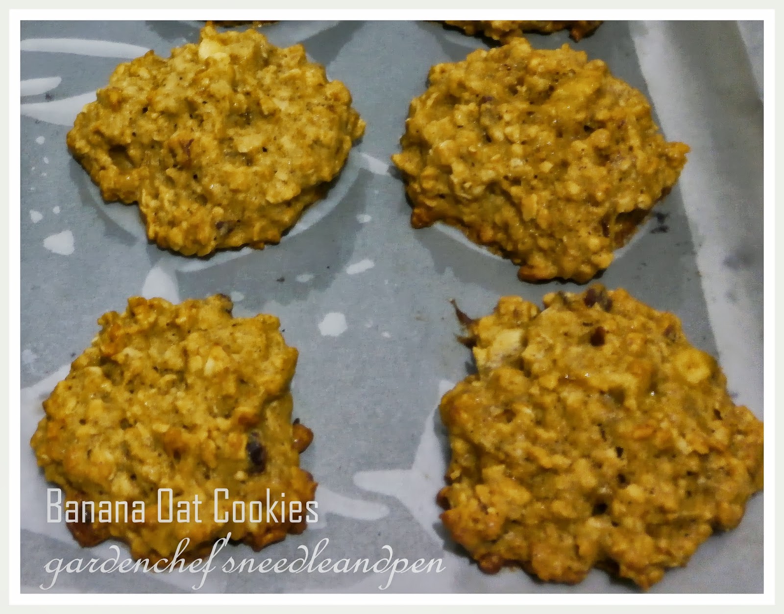 Garden Chef's Needle and Pen Banana Oatmeal Cookies with Dates and Almonds
