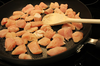 browning chicken in olive oil in skillet