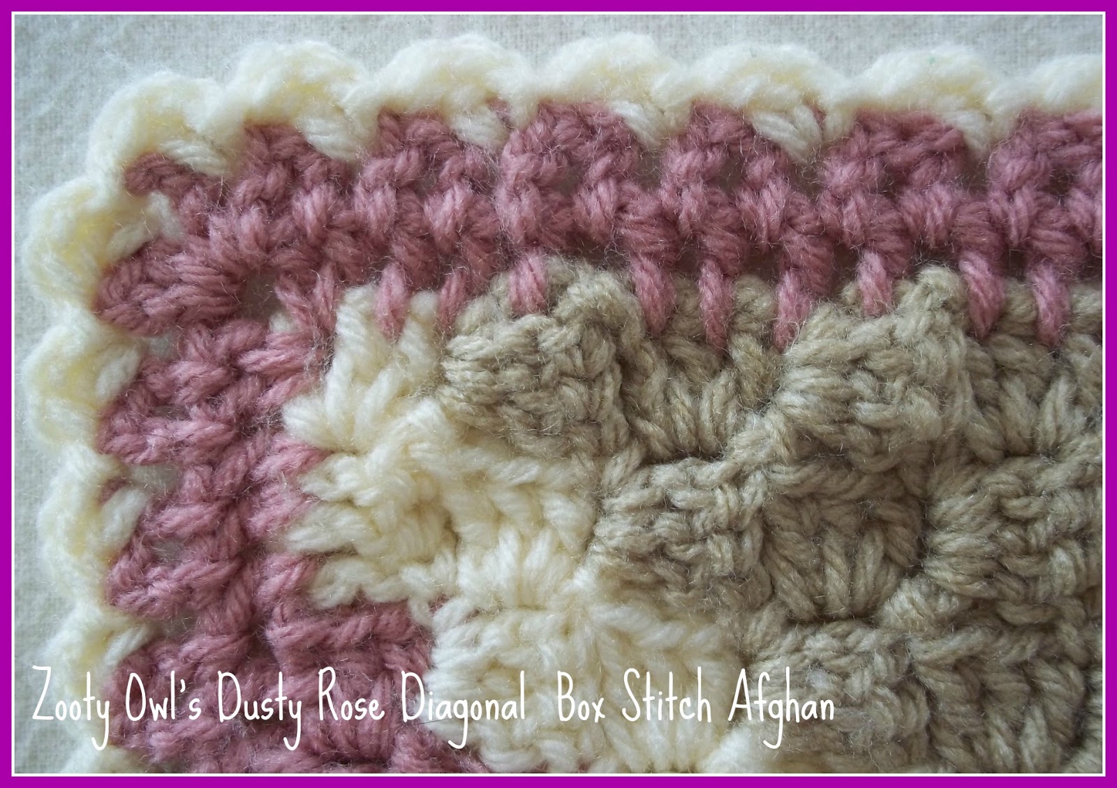 Zooty Owl's Crafty Blog Diagonal Box Stitch Afghan Dusty Rose