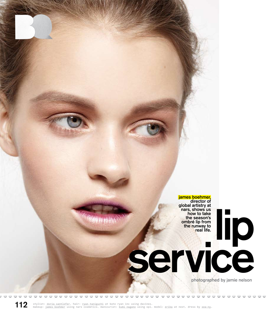 Nylon Magazine ombre lips beauty editorial photos, model Erika