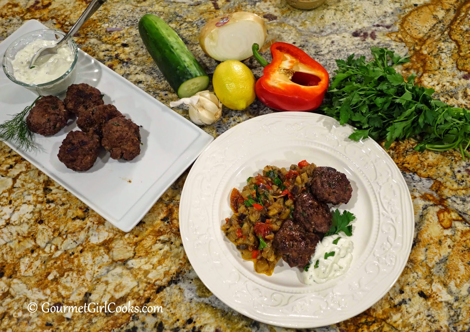 Gourmet Girl Cooks Turkish Meatballs (Köfte) w/ Chunky Eggplant Caviar