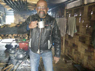 Seafarer/Blogger/Traveller Rudolph.A.Furtado in the  Liagitadu Apatani home in Ziro Valley.