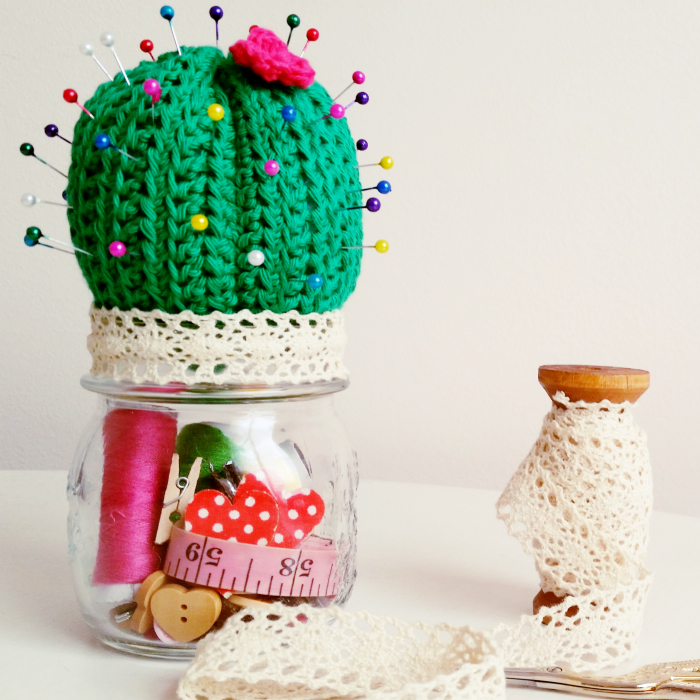 cactus a crochet (alfiletero y kit de costura) Ahuyama Crochet