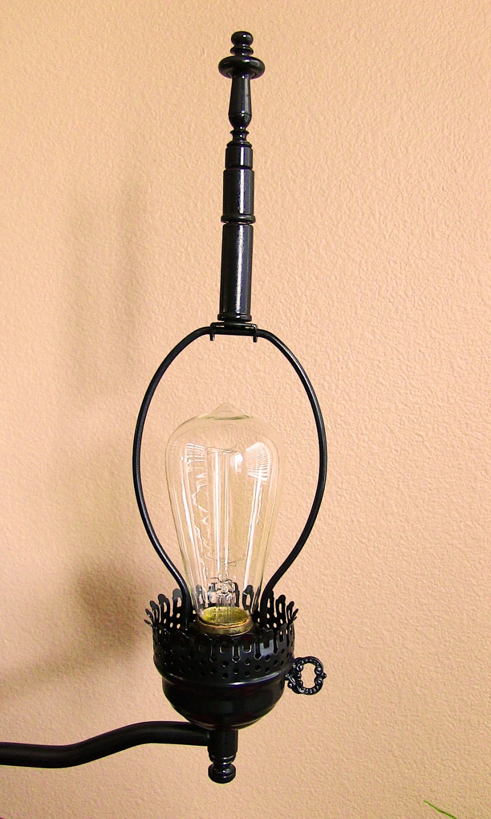 Apple Red and Black Vintage side table with Lamp attached Tweaked Designs