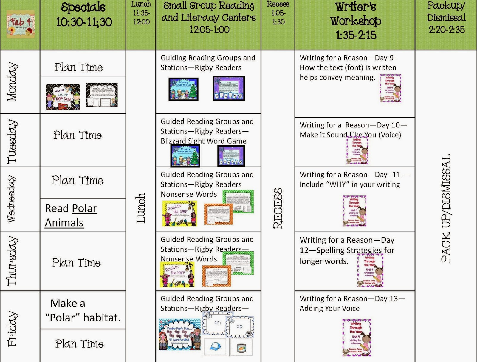  Fab4 Lesson Plans for the Week of January 27, 2014