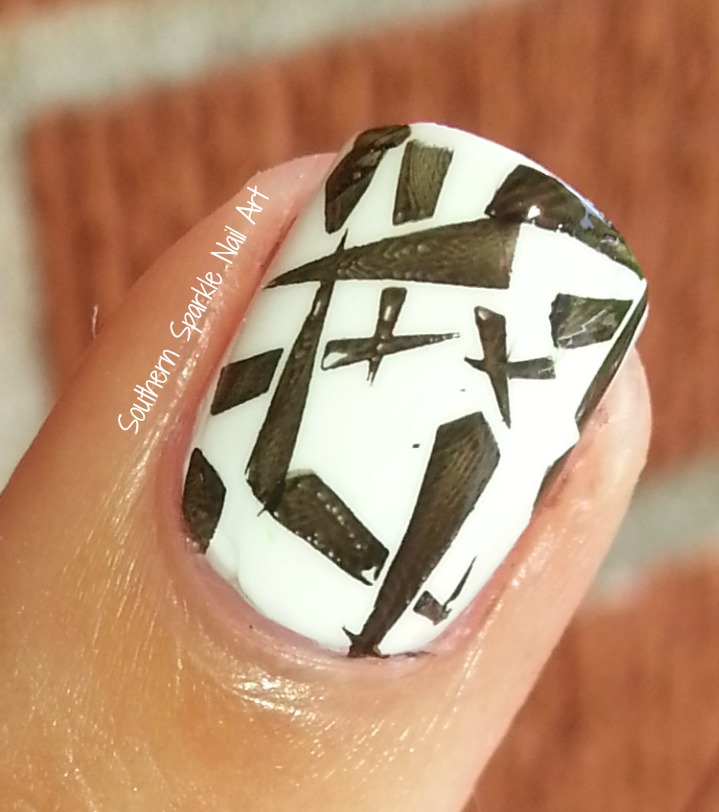 Southern Sparkle Nail Art Black & White Abstract Nail Art