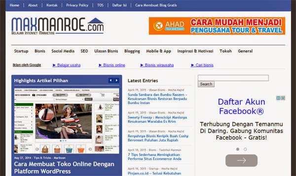 Blog Maxmanroe Situs Blogger Populer di Indonesia Terbaru 2015