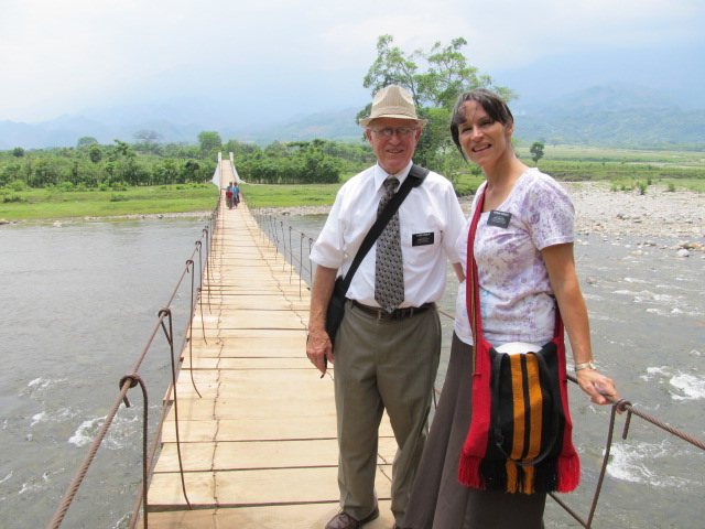 back by swinging bridge