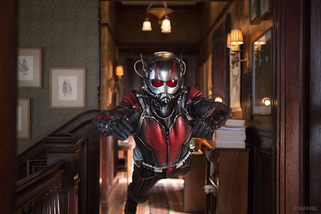 The shrinking man, learning to jump through a keyhole. Ant-Man movie still