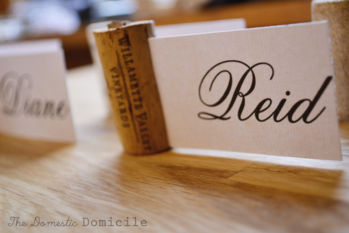 wine themed party cork placecard the domestic domicile