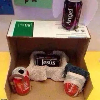 coke named cans make nativity scene funny