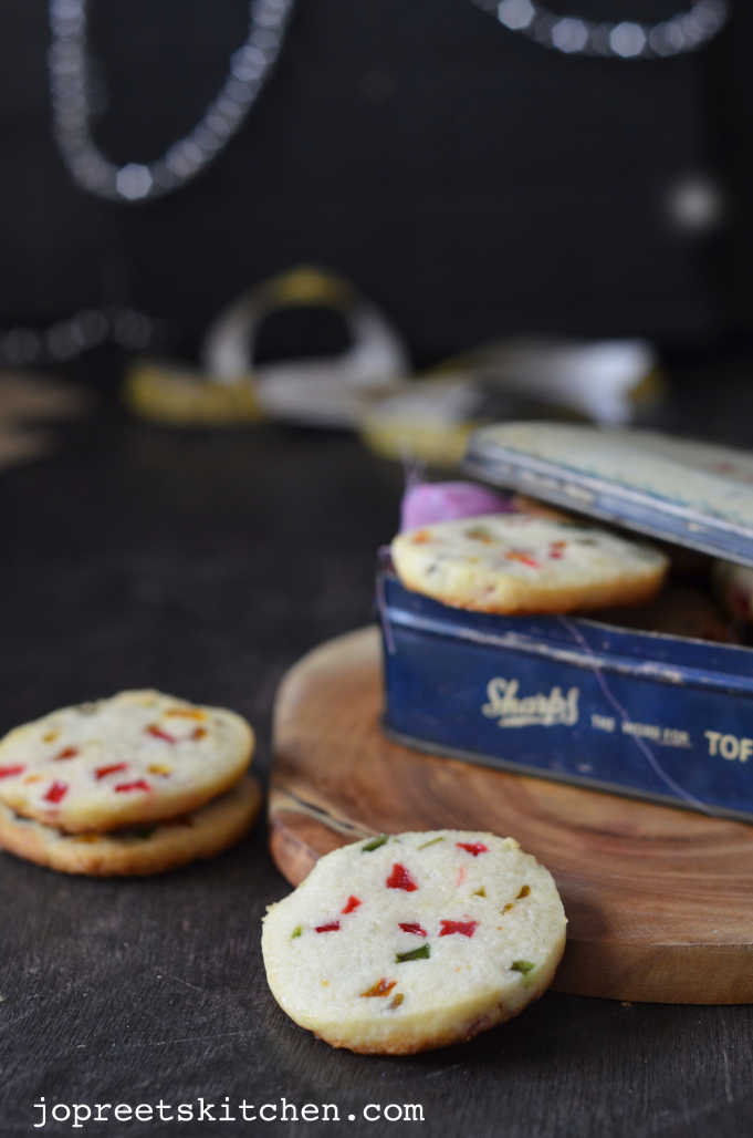 Eggless Tutti Frutti Cookies (Candied Fruit Cookies) Christmas