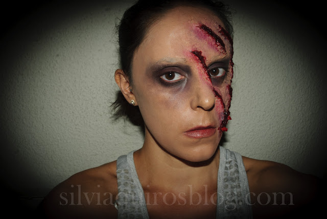Maquillaje Halloween 11: Arañazo en la cara, Halloween Make-up 11: Scratched face , efectos especiales, special effects, Silvia Quirós