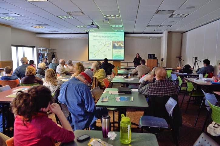 Marti Chaatsmith, Associate Director of the Newark Earthworks Center, lecturing on Tribal Participation and the Preservation of Ohio Earthworks. Image Courtesy of Timothy E. Black, DMIN Photography.